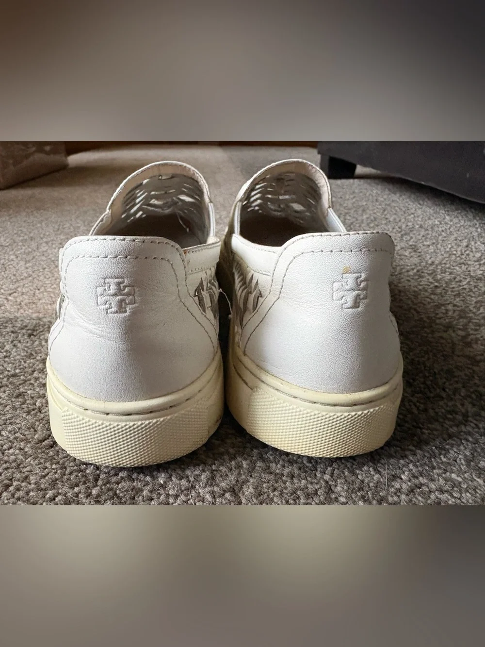Tory Burch Huarache Ivory Cream White Woven Slip-on Sneakers - 7
